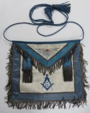 Masonic Apron, metallic fringe and embroidered eye and Masonic symbol