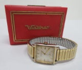 Waltham wrist watch, 17 jewel with Waltham box, square face