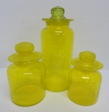 Three MCM colored canister jars, 7 1/2