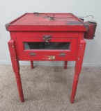 Original red paint old incubator cabinet, 24