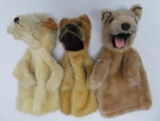 Three dog puppets, 2 attributed to Steiff, 9