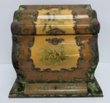 Large vintage celluloid dresser box with perfume bottles rouge containers and buffer
