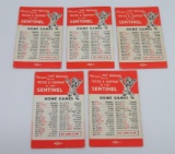 Five 1959 Milwaukee Braves pocket schedules, Milwaukee Sentinel