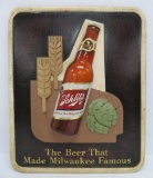1940's Schlitz advertising plaque, The Beer that made Milwaukee Famous, Form 1-46A
