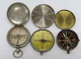 Three military engineering compasses
