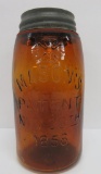 Amber Swirl Mason Hero Jar, quart, with Hero lid