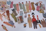 Large Paper doll lot and Cinderella PM Laughlin Fold A Way book