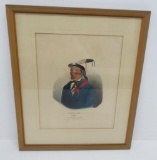 Colored engraving of Weesh-Cub or the Sweet Chippeway Chief, framed 15