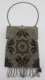 Silver and black micro bead purse, 7 1/2