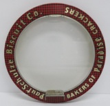 Fun red and black plaid round biscuit tin cover, Paul Schulze Co, 12 1/4