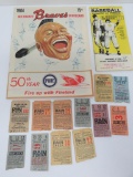1964 Milwaukee Braves scorecard, assorted 1950's ticket stubs and 1959 Baseball Handbook
