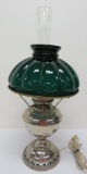 Bradley and Hubbard #4 Radiant table lamp with emerald shade, 22