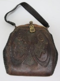 1920's leather purse, coppertone frame and leaf and berry pattern, 7