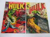 Two Marvel Hulk comic book, #108, and #109 12 cent, 1968, Monster Triumphant and Lost Land KA-ZAR