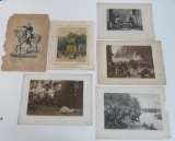 Six colorized military engravings, about 12