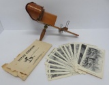 Bird's eye maple Stereoviewer, c 1940's, and reproduced Holmes stereo view cards