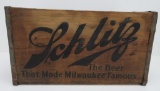 Schlitz wooden advertising beer box, 18 1/2