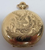 Beautiful Molly Stark Hampden ladies pocket watch, Stag and house engravings