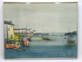 Signed and numbered Maritime print, seascape with sailboats, framed 27 1/2