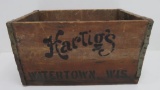 Hartig's Watertown Wis, wooden beverage crate, 18