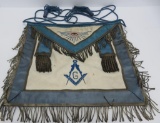 Vintage Masonic Apron, metallic fringe, embroidered, 17