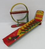 Two vintage Wolverine tin marble games, Shoot-A-Loop and Marble Bingo