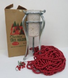 Model #14 Christmas Tree Holder in box and about 112 ft of wooden beads