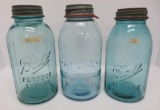 Three half gallon canning jars, Ball and Atlas