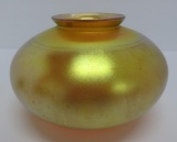 Lovely Aurene style mushroom shape art glass lamp shade, 8 1/2