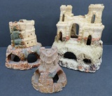 3 Vintage earthenware and pottery aquarium castle structures