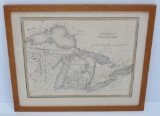 Framed Michigan and the Great Lakes map, 10