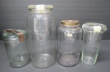 Vintage kitchen and canning jars, Schram, Weck and Eureka
