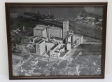 Vintage black and white photo of Rahr brewery, Oshkosh, framed 11