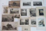 15 engravings and book plates, scenic and landscapes,