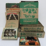 Vintage Christmas Ornament empty boxes and one strand of working Pennant lights with box
