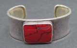 Bracelet Mexico 925, cuff, attributed to red jasper