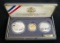 1991 PROOF MT RUSHMORE ANNIV. COINS, $5 GOLD, $1 SILVER & $1/2 DOLLAR