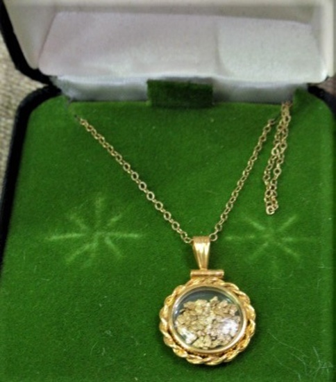 SMALL 14K BEZEL WITH 10 GRAINS NUGGETS