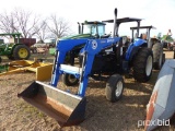 New Holland TB100 Tractor, s/n A2984247: BushHog 2847QT Loader, 1600 hrs