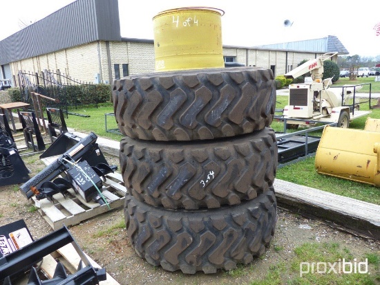 (3) Tires w/ Rims and (1) Rim: fits Kom 270 Loader