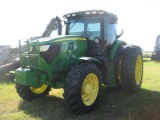 2014 John Deere 6140R MFWD Tractor, s/n 1RW6140REER014061: C/A, Rear Duals,