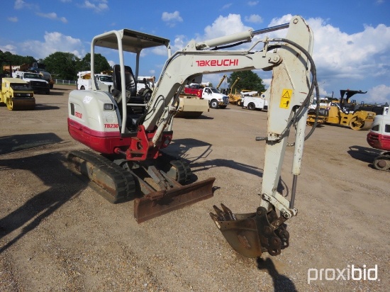 2015 Takeuchi TB230 Mini Excavator, s/n 130000444: Canopy, Aux. Hydraulics,