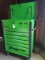 Snap-On Tool Box, Green, with Six Drawers & Storage under the Locking Lid.