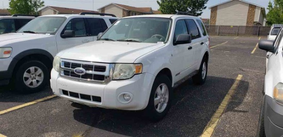 2008 Ford Escape XLT SUV, s/n 1FMCU93158KD74349: 4wd, Gas Eng., 4-door, Whi