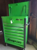 Snap-On Tool Box, Green, with Six Drawers & Storage under the Locking Lid.