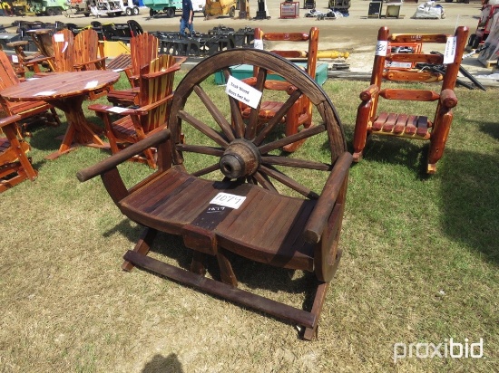 Teak Wagon Wheel Bench