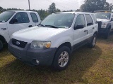 2007 Ford Escape XLT SUV, s/n 1FMYU03157KA49653: White, 4-door, 163K mi. (O