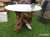 Teak Table w/ Glass Top