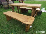 (2) White Cedar Benches & (1) Table