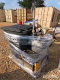 Pallet containing Toter Garbage Can, Delta Towel Bars, Dewalt Table Top 13